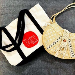 Khadi Tote Handbag With Jute Hand Purse Handmade